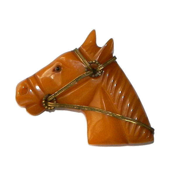 bakelite horse head brooch