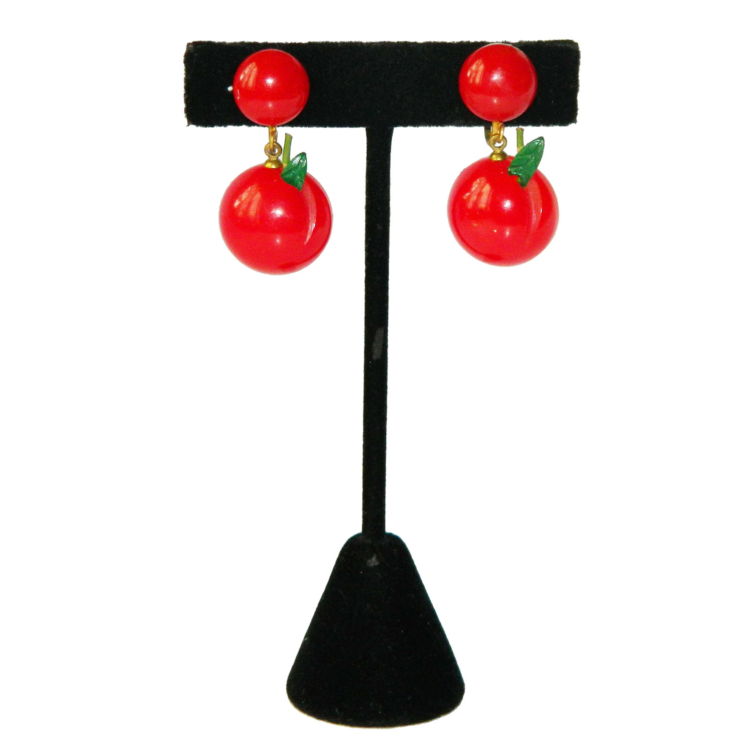 Red bakelite cherry earrings