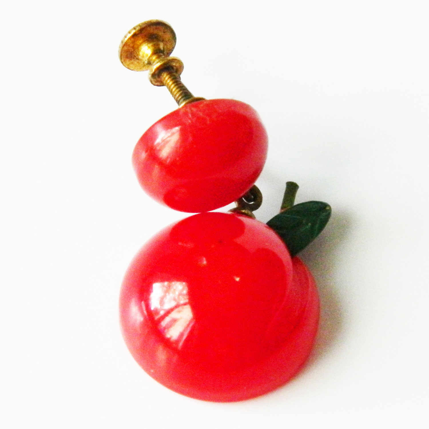 Red bakelite cherry earrings