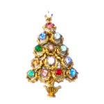 Hollycraft Christmas tree brooch