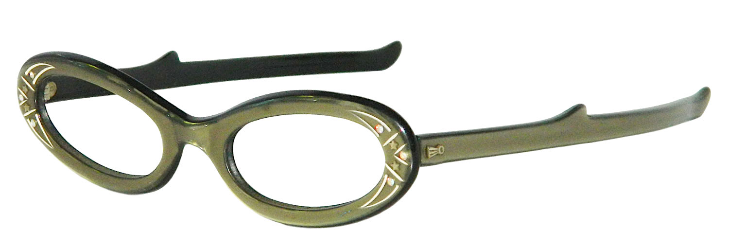 1960's rhinestone cat eye eyeglass frames