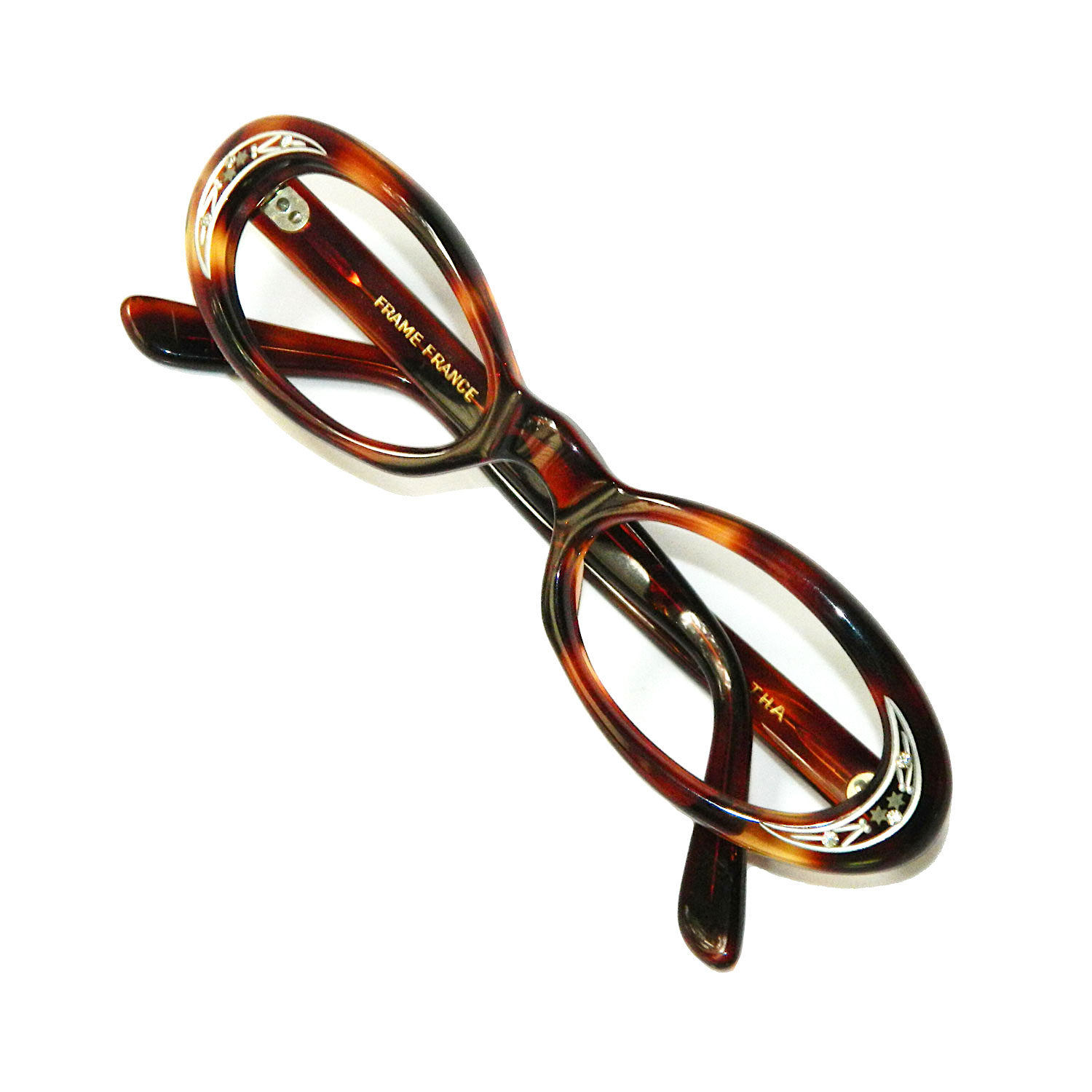 1960s rhinestone cat eye eyeglass frames