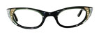 1950s black and green rhinestone cat eye eyeglasses