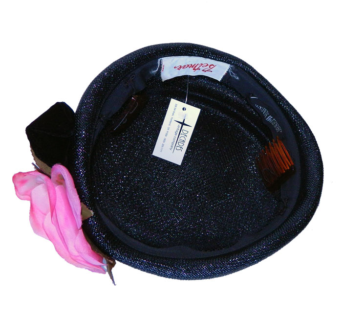 1950's black pill box hat