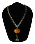 Vintage Indian amber pendant necklace