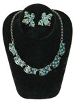 vintage silver faux turquoise necklace and earring set