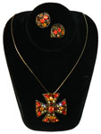 Maltese cross necklace and earring set
