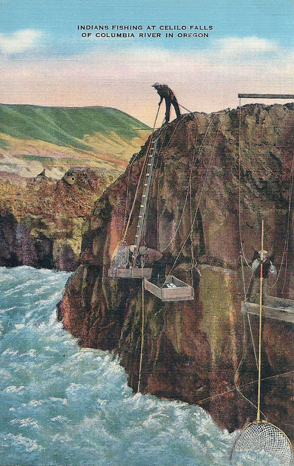 vintage Celilo Falls postcard