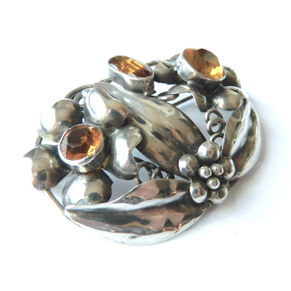Sterling silver rhinestone brooch