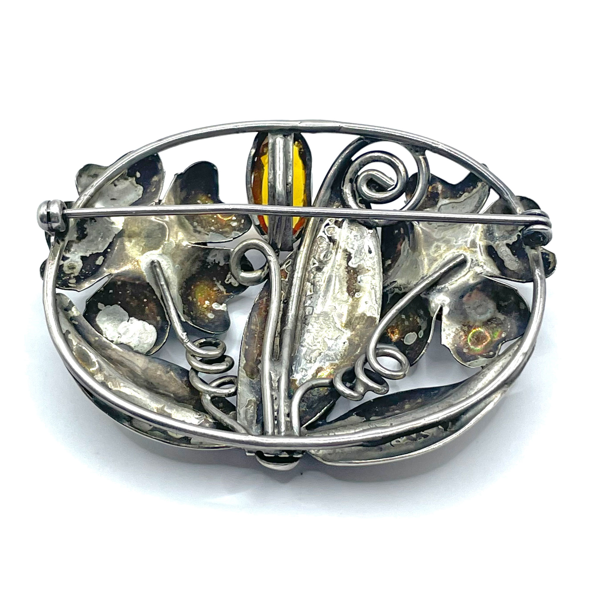 Sterling silver rhinestone brooch