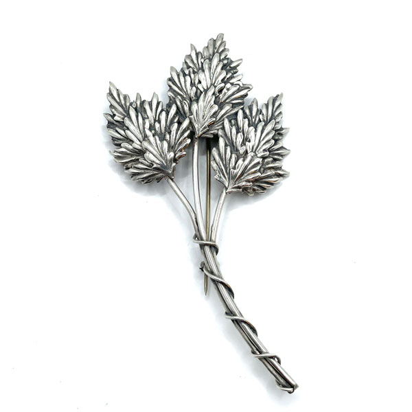1940s Coro Sterling Floral Brooch