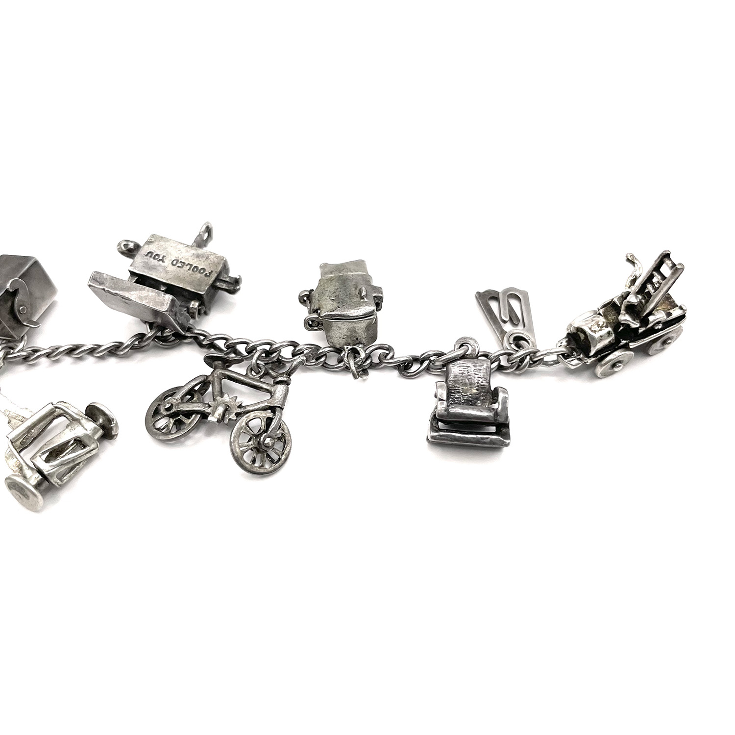 Moveable sterling silver charm bracelet