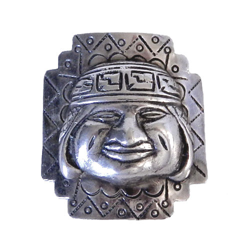 Peru silver Inca brooch