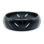 Pierced and carved black bakelite bracelet
