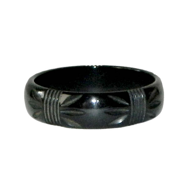 Carved black bakelite bangle