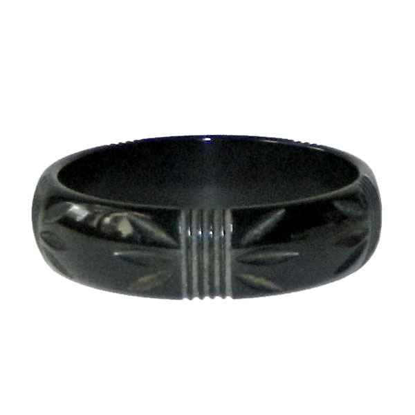 Carved black bakelite bangle