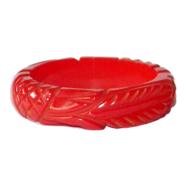 Carved red bakelite bangle