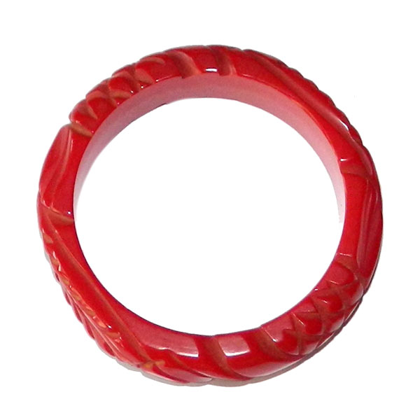 Carved red bakelite bangle