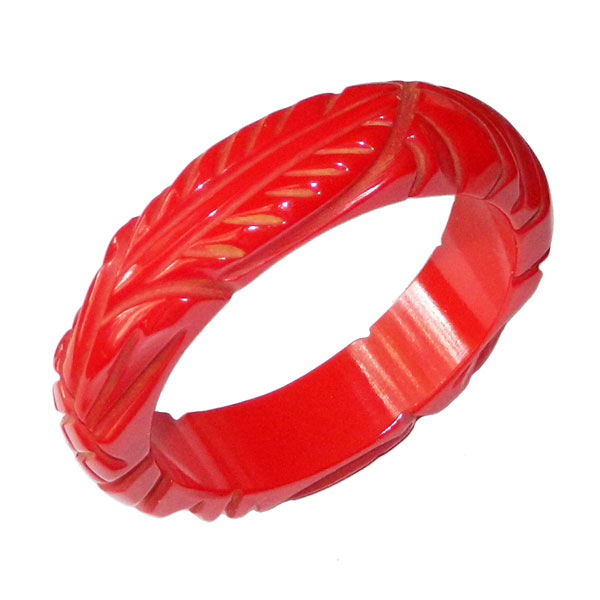 Carved red bakelite bangle