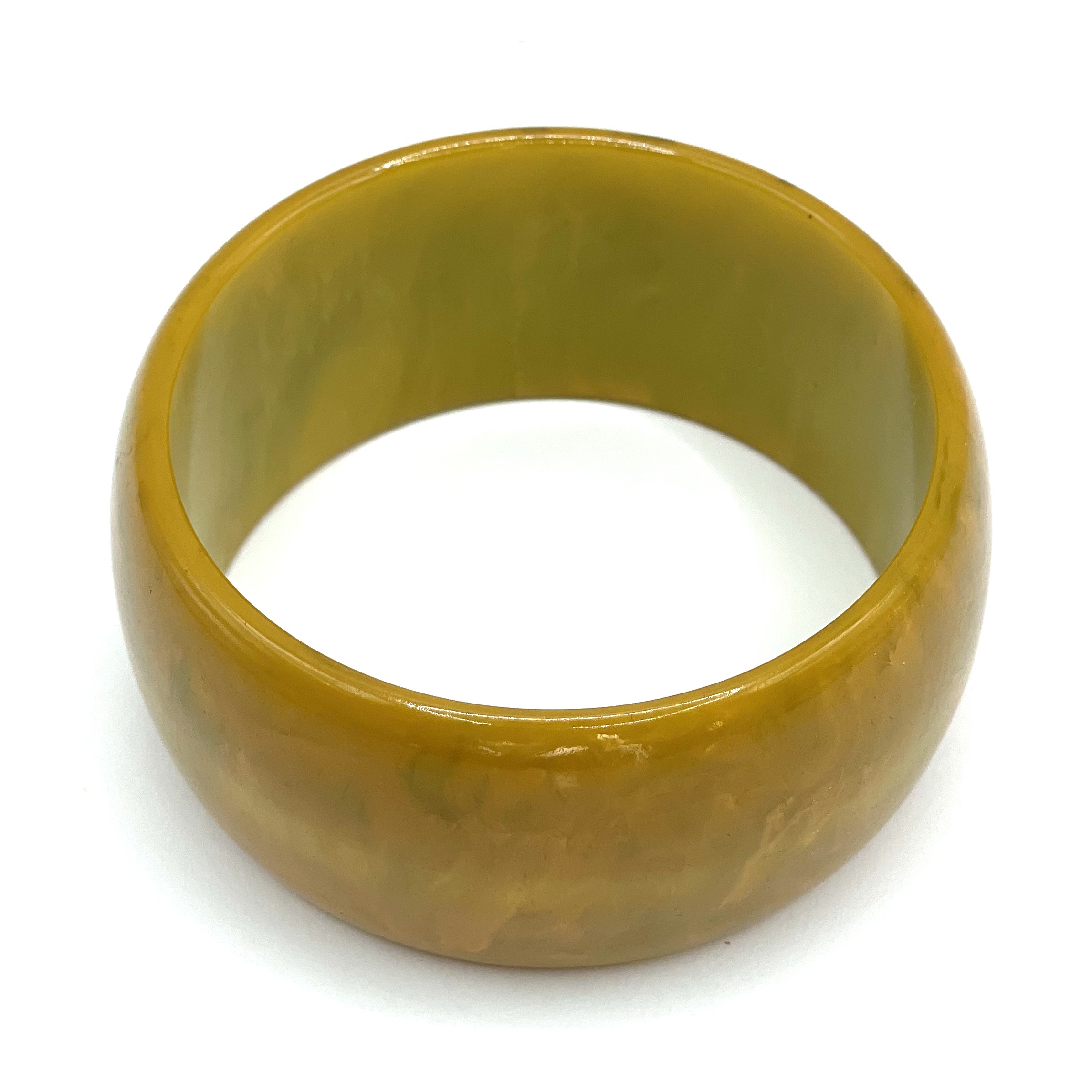 Yellow green bakelite bangle