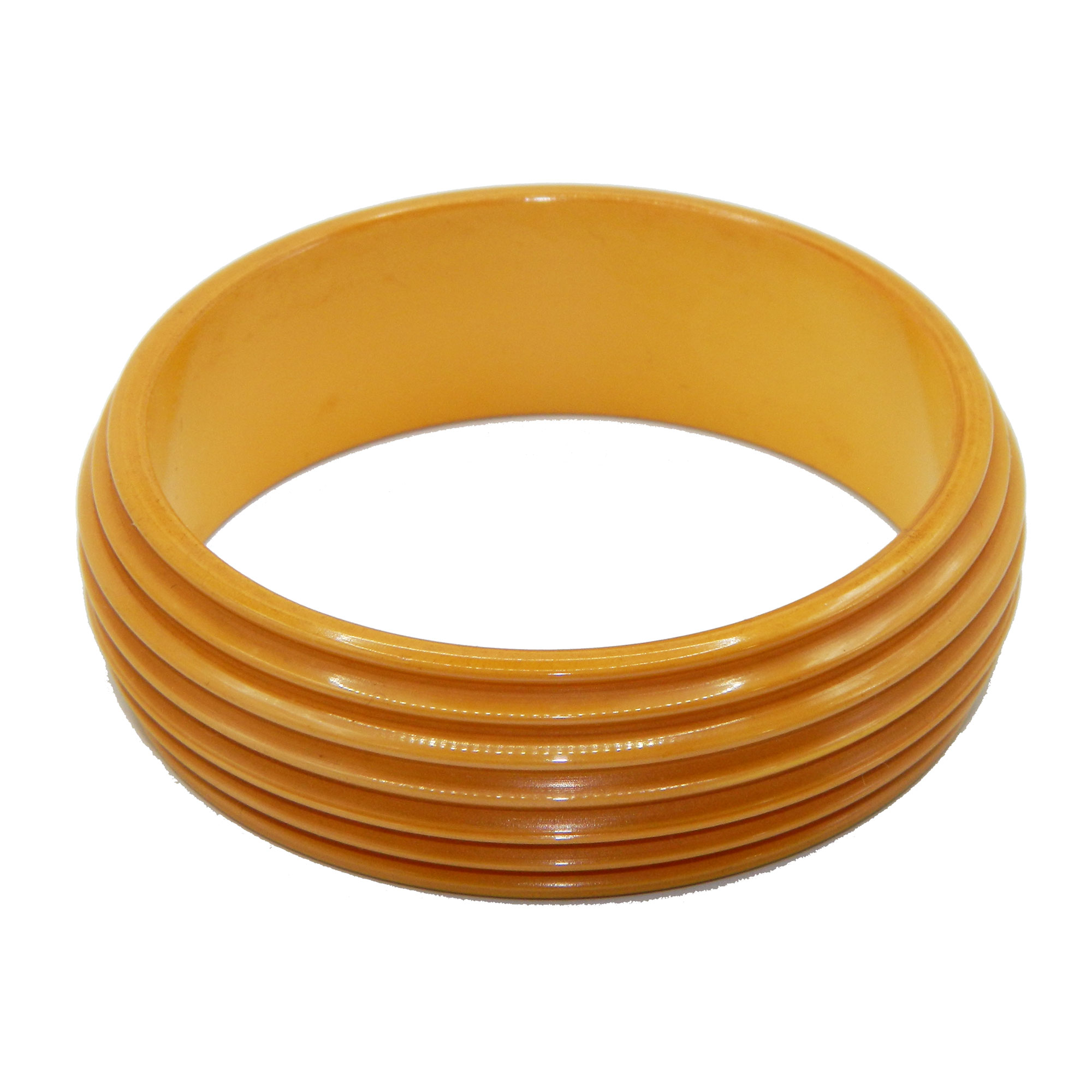 Carved yellow bakelite bangle