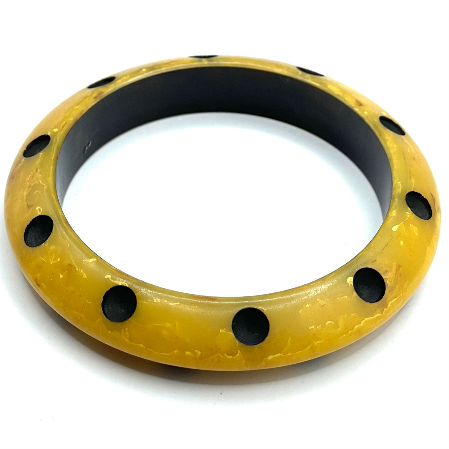 Polka dot bakelite bangle bracelet