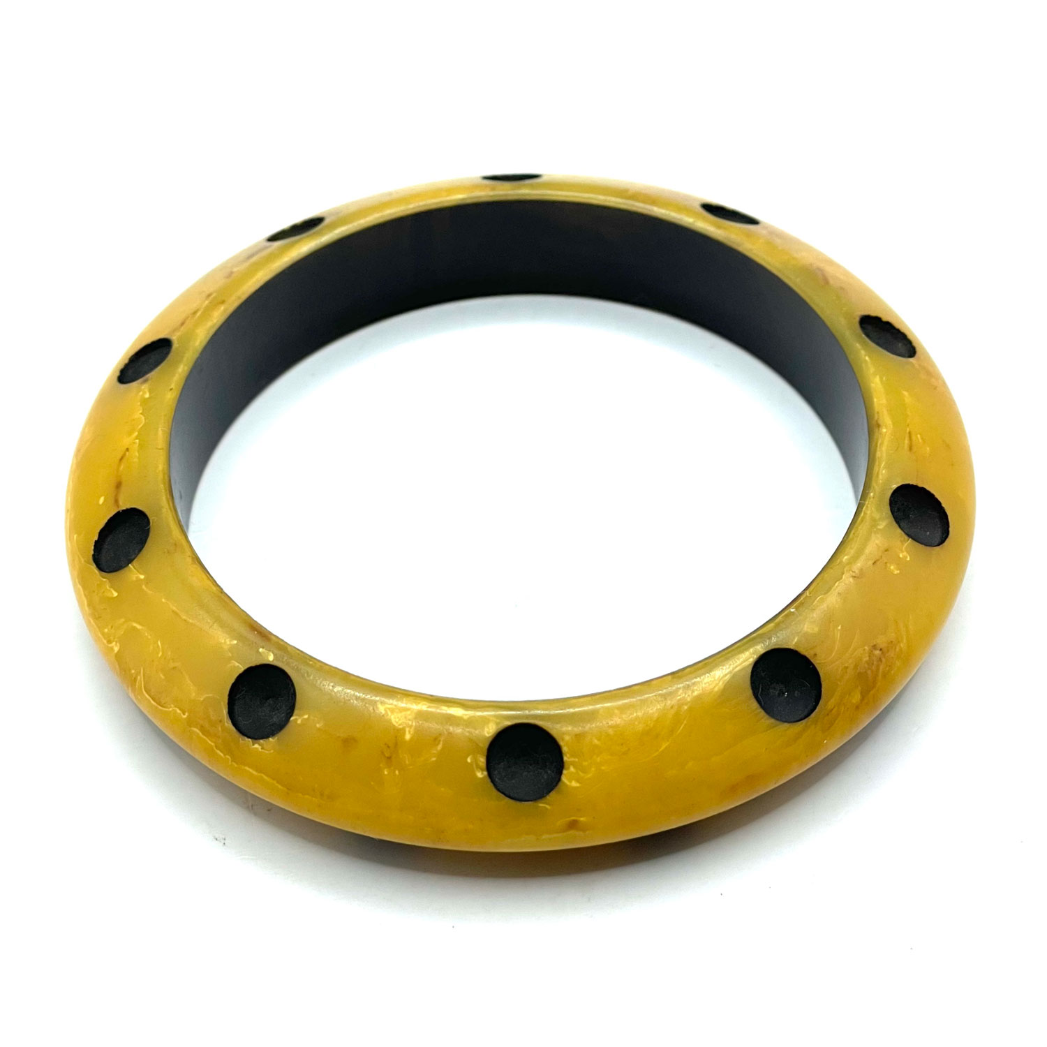 Polka dot bakelite bangle bracelet