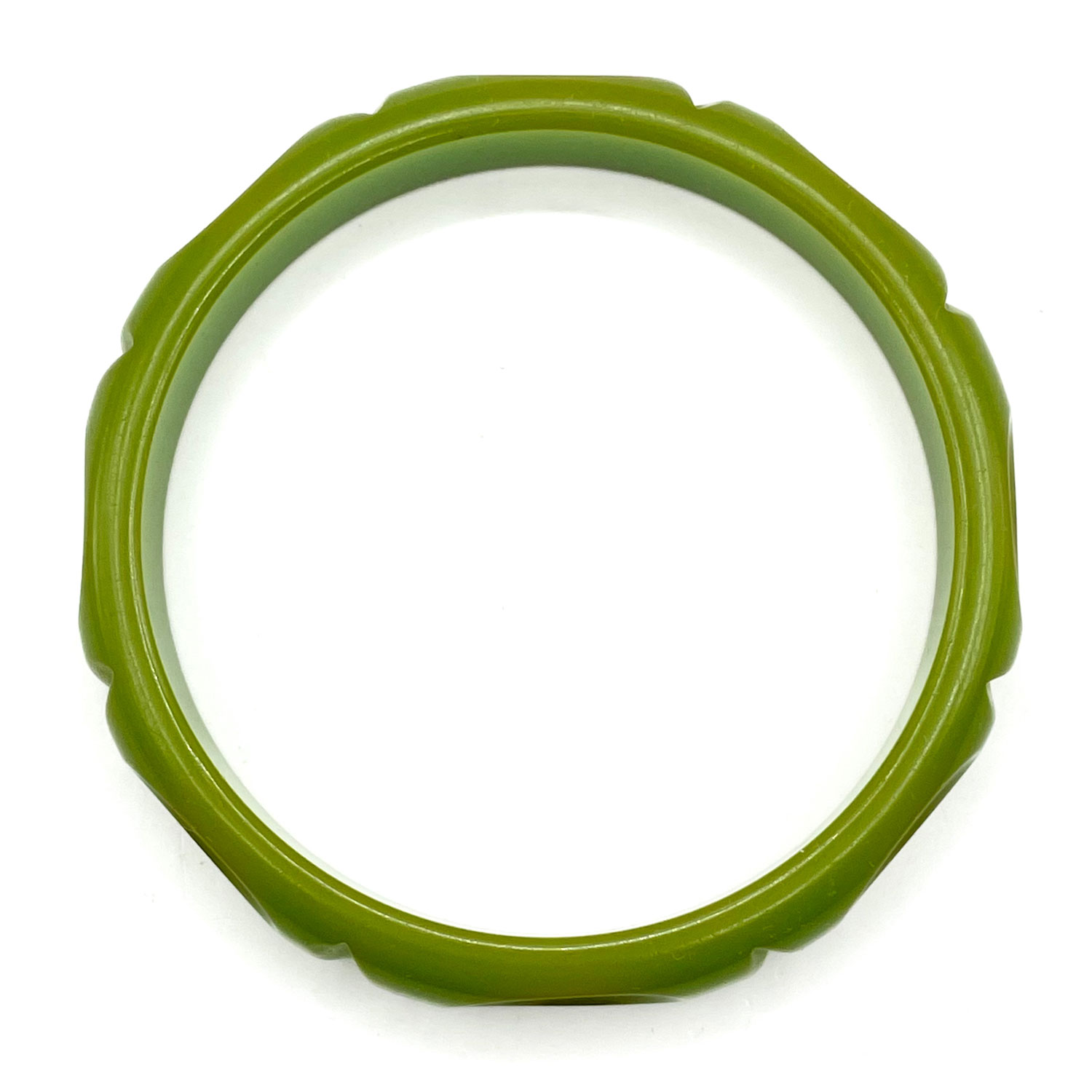 Carved green bakelite bangle