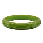 carved green bakelite bangle