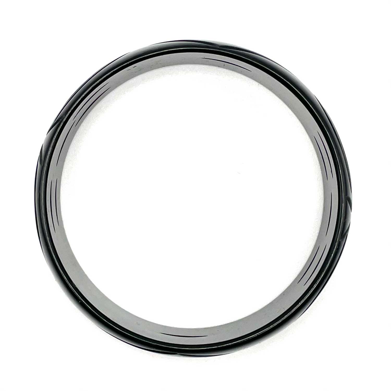 Carved black bakelite bangle
