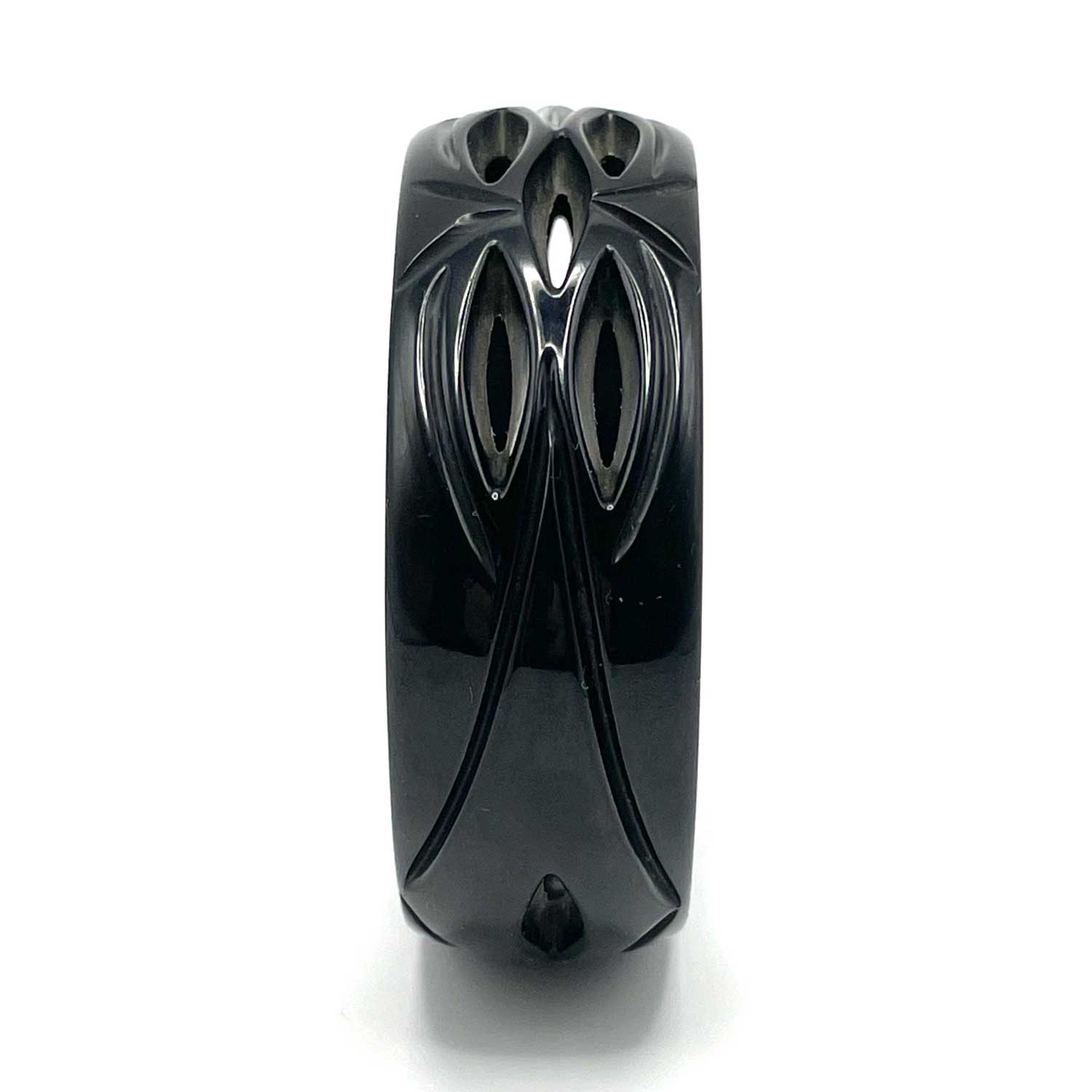 Carved black bakelite bangle