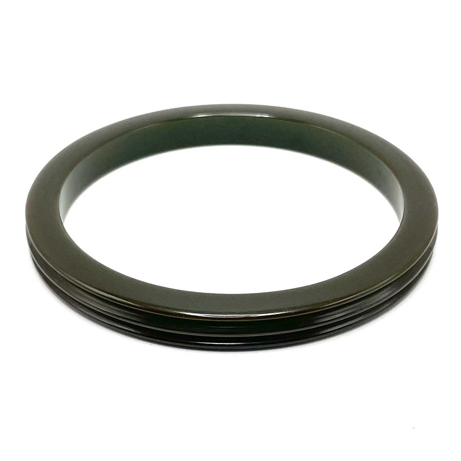 carved green bakelite bangle
