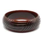 Art Deco carved brown bakelite bangle bracelet