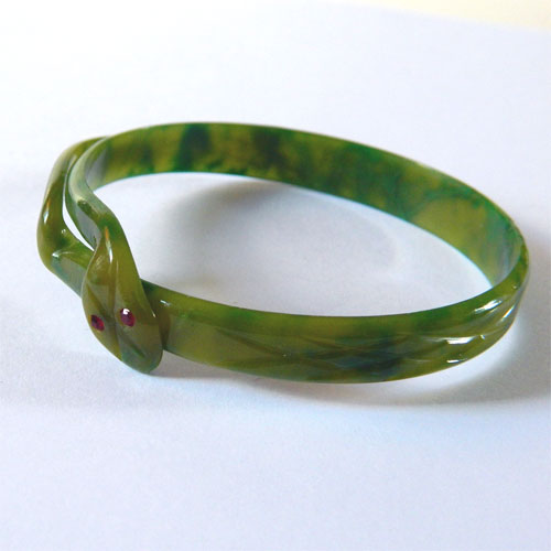 1930's Carved Bakelite Snake Bracelet