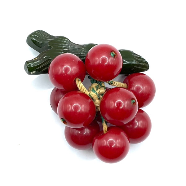 bakelite cherry brooch