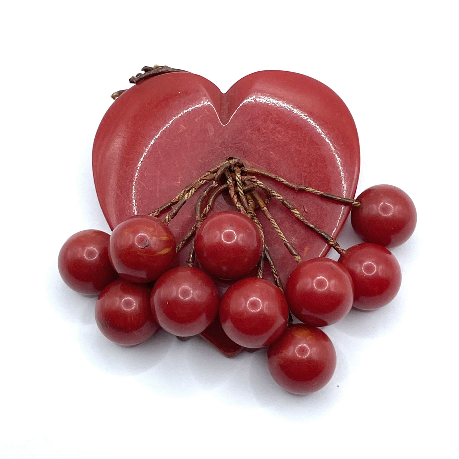 1940s bakelite cherries brooch