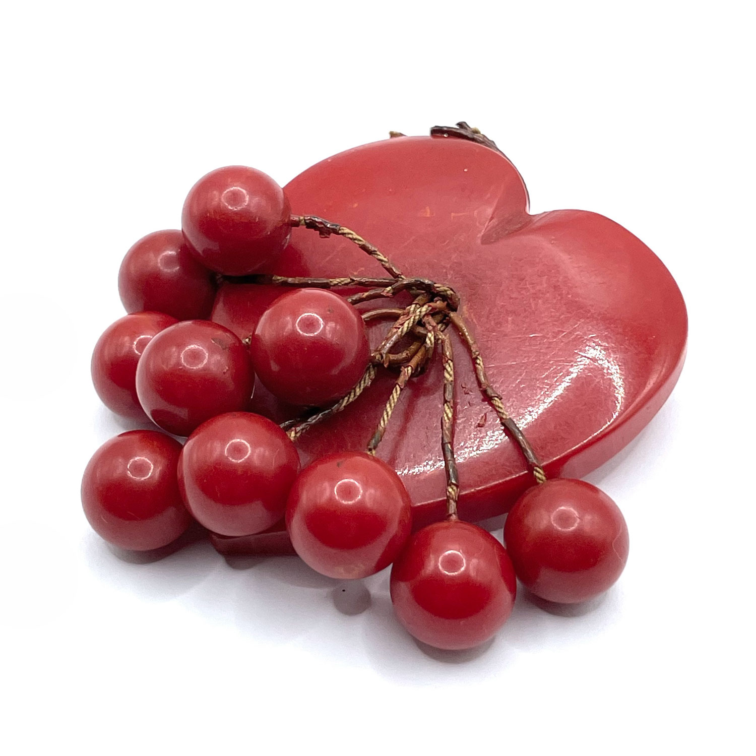 1940s bakelite cherries brooch