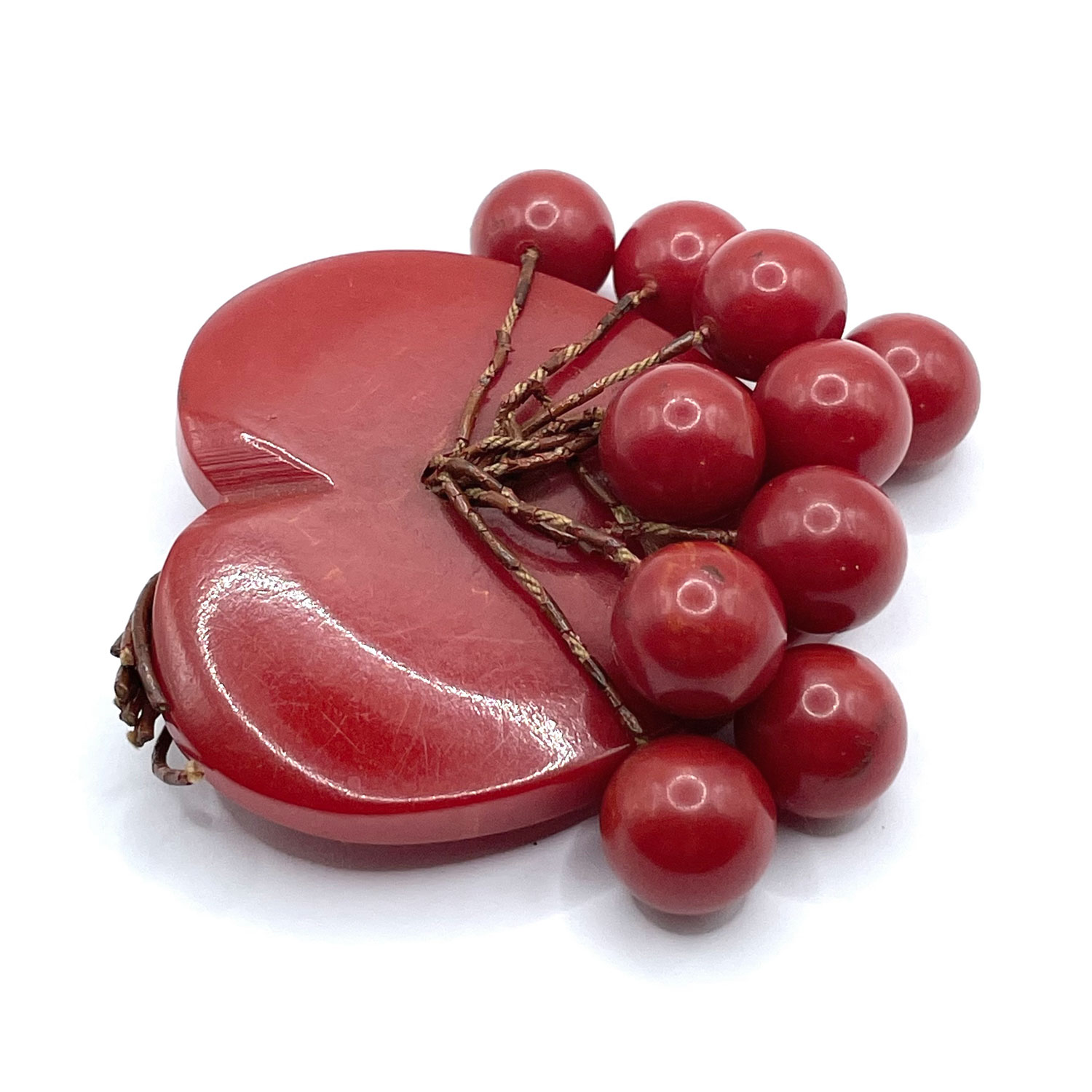 1940s bakelite cherries brooch