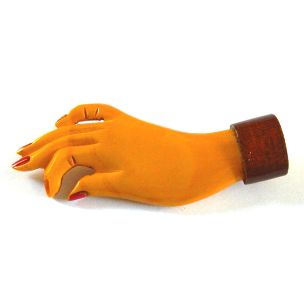 1940's bakelite hand brooch