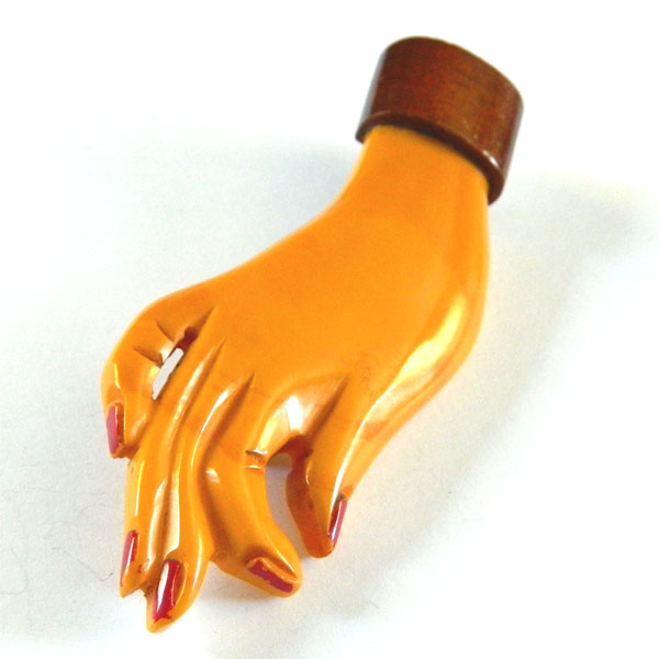 1940's bakelite hand brooch