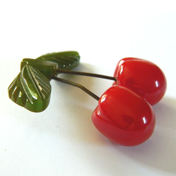 1930's bakelite cherries brooch