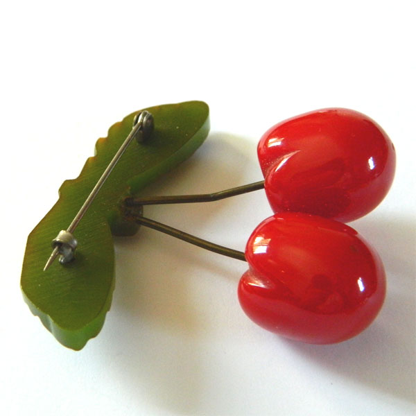 1930's bakelite cherries brooch