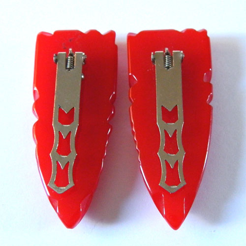 1930's red bakelite dress clip