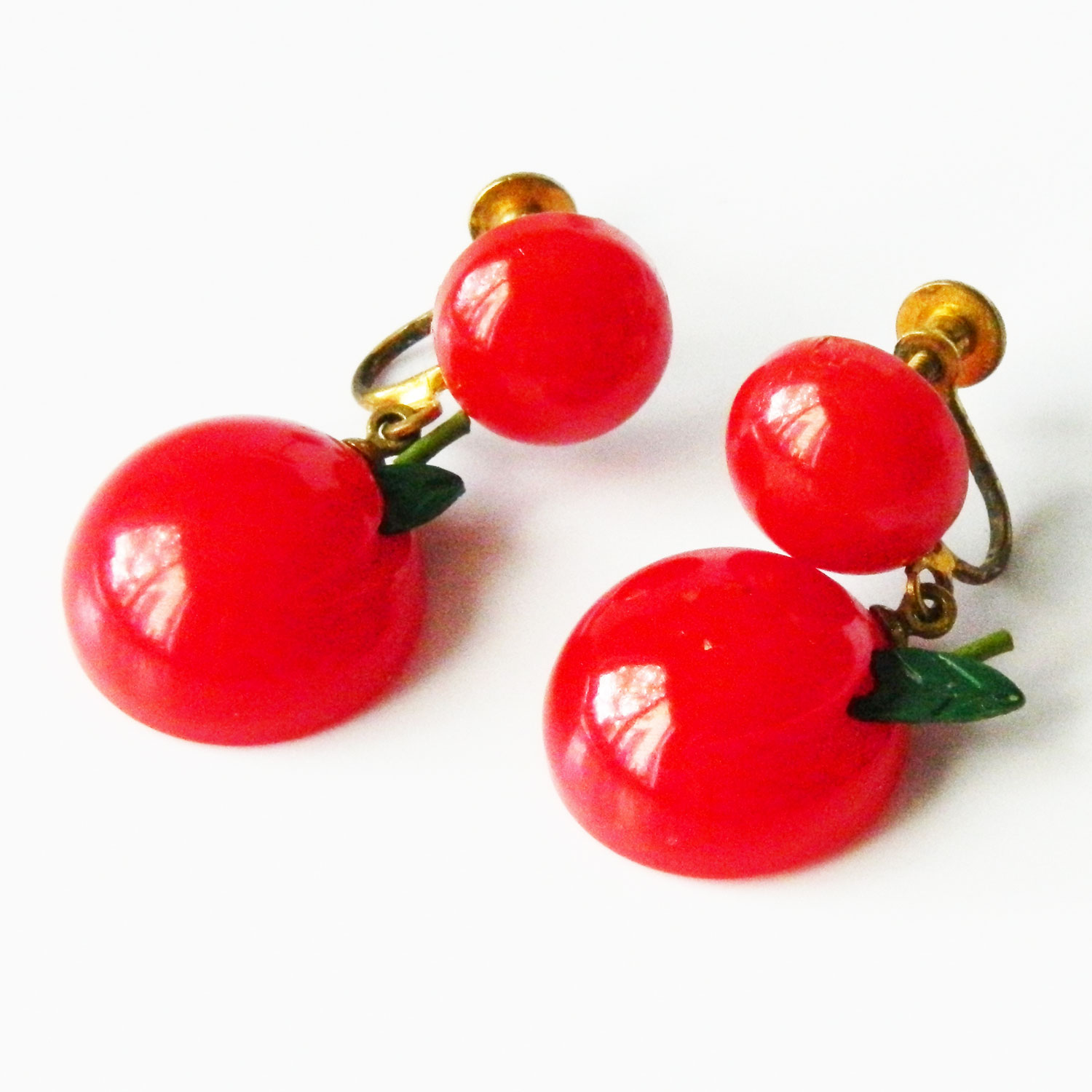 Red bakelite cherry earrings