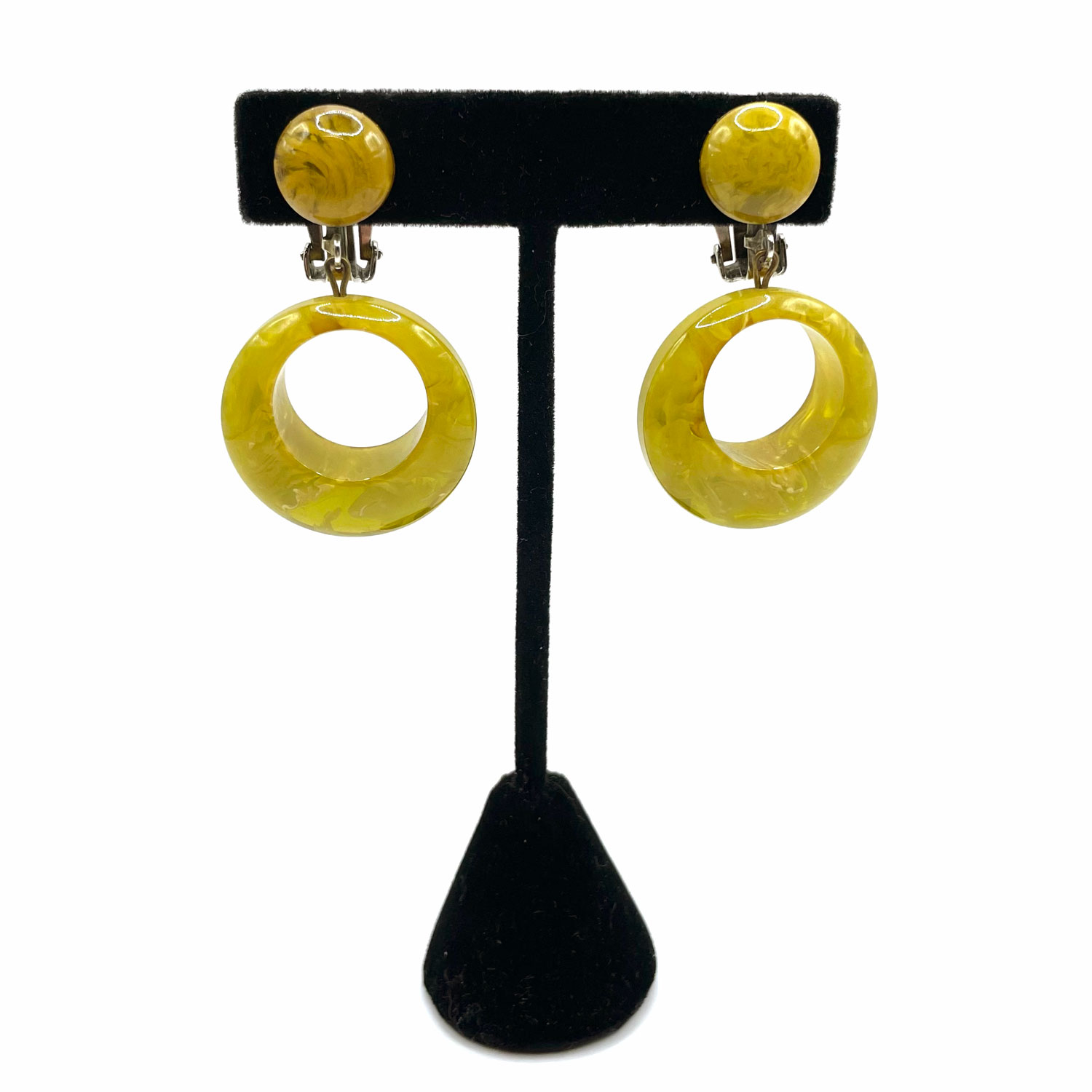 Green bakelite drop earrings