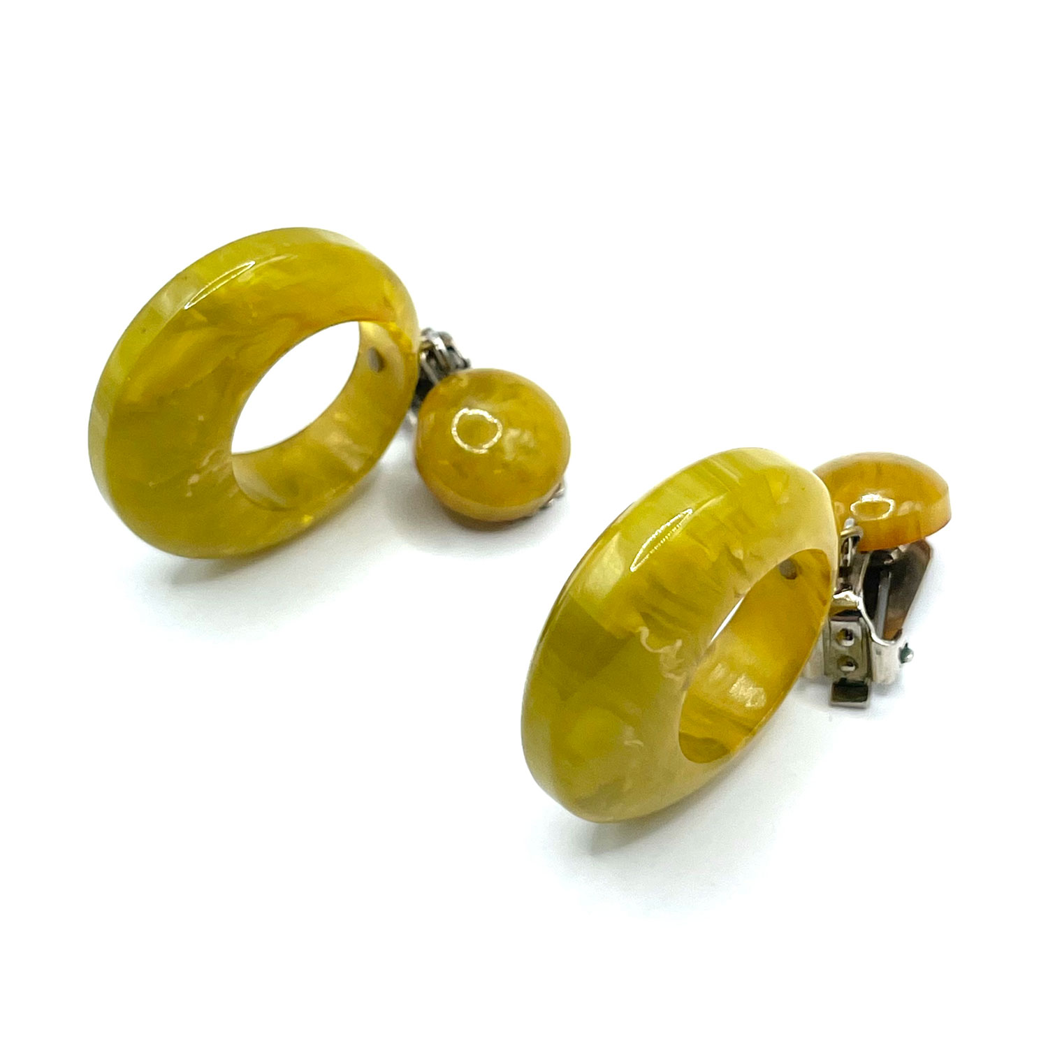 Green bakelite drop earrings
