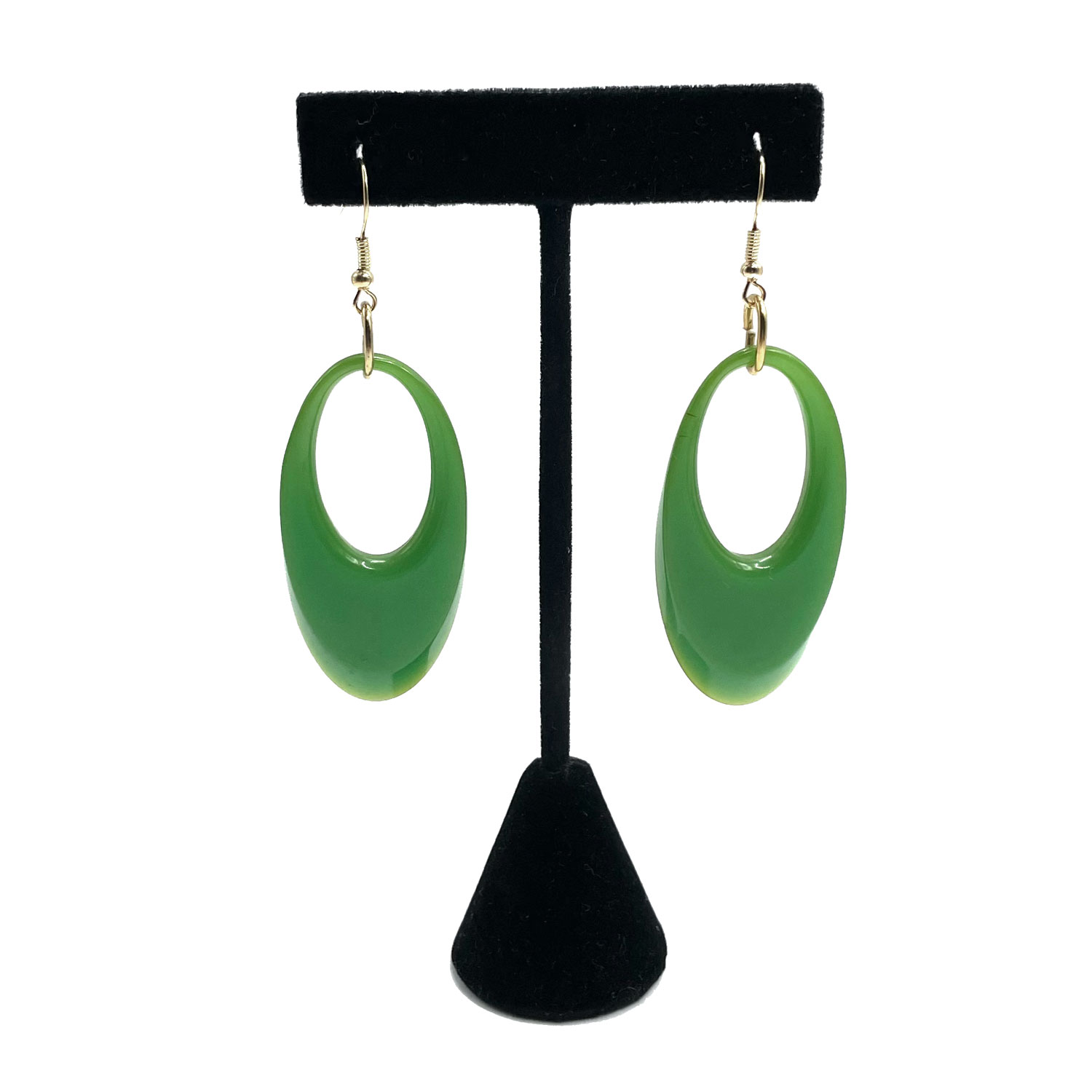 Green bakelite drop earrings