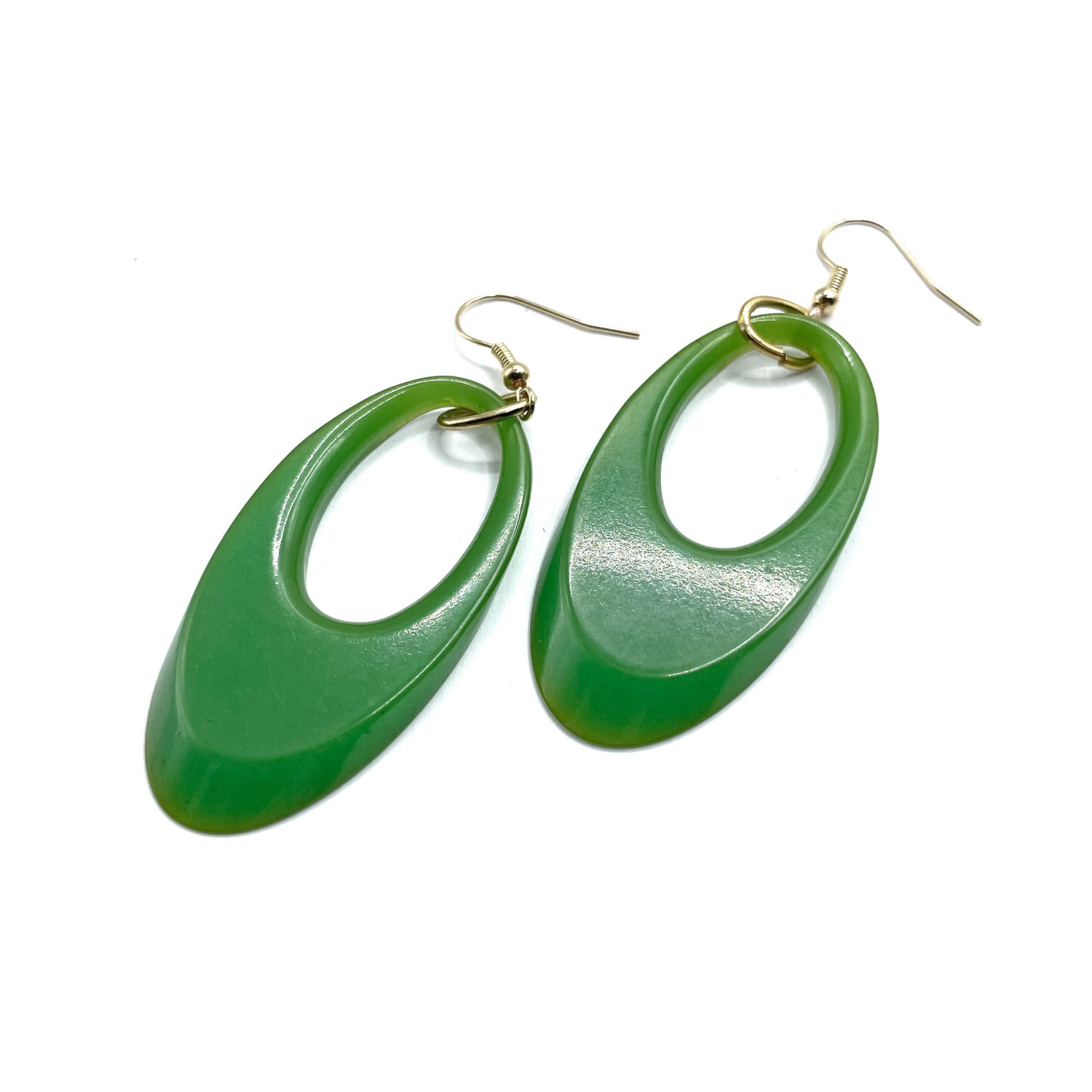Green bakelite drop earrings