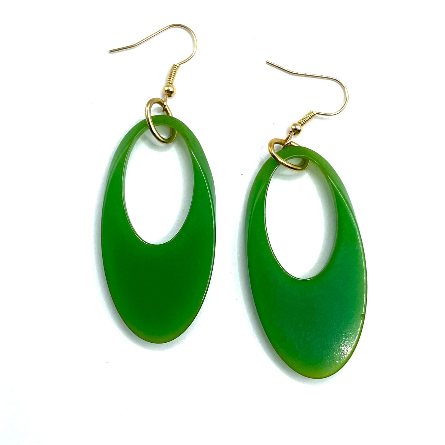 Green bakelite drop earrings