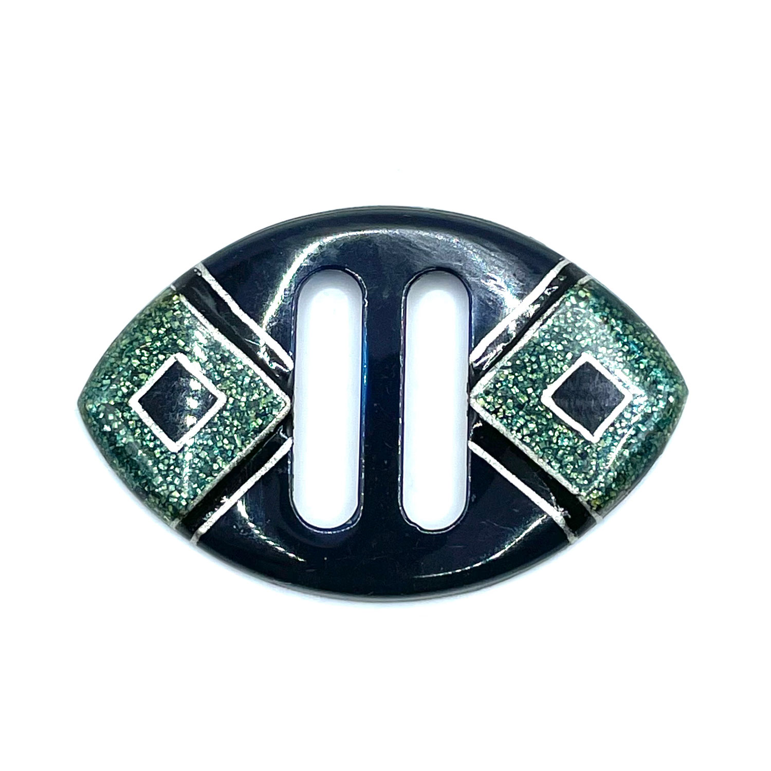 1930s enameled Art Deco belt buckle